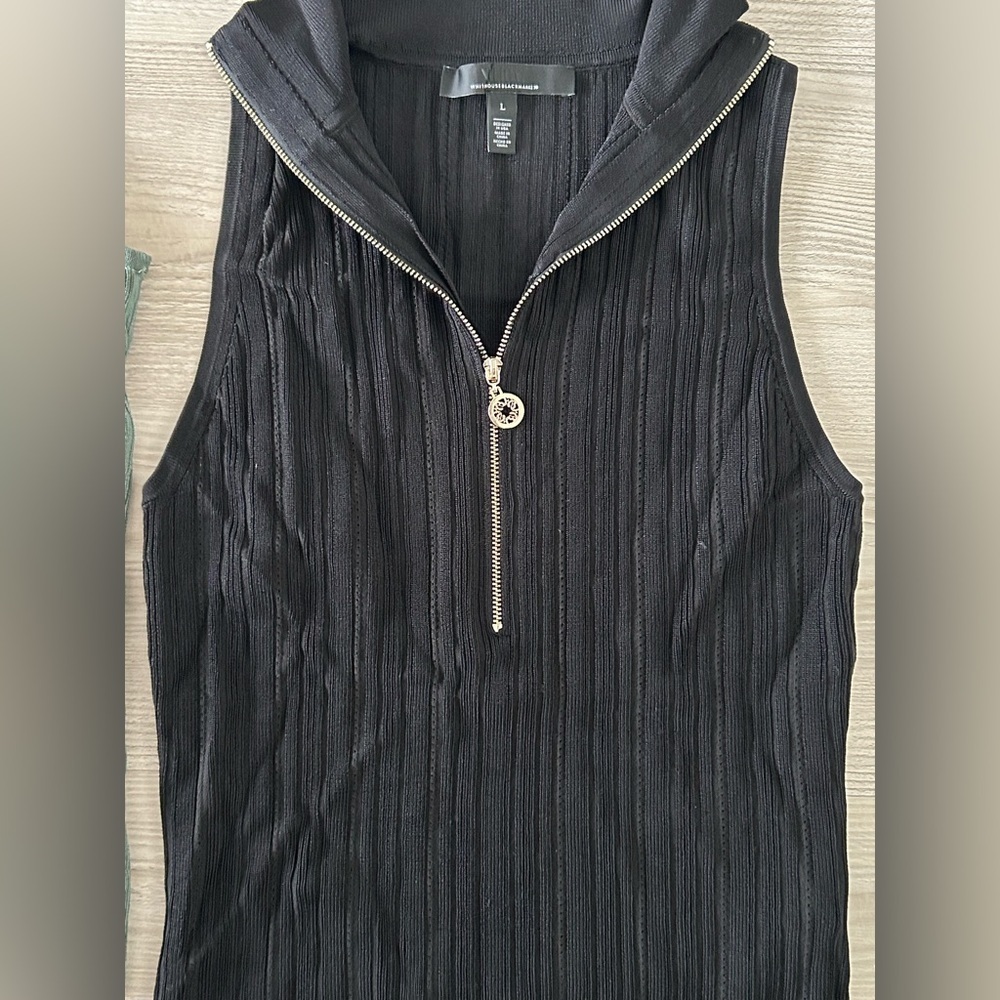 Half Zip Rib Halter Sweater Tank - Picture 3 of 7